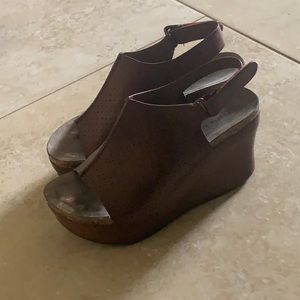 Brown leather wedge shoe Size 7
